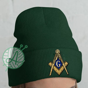 Gorro de punto de lana 100% para hombre, sombreros de Calavera, estilo Master Mason Cuff, temporada de invierno, característica de tela común - Product Image 1