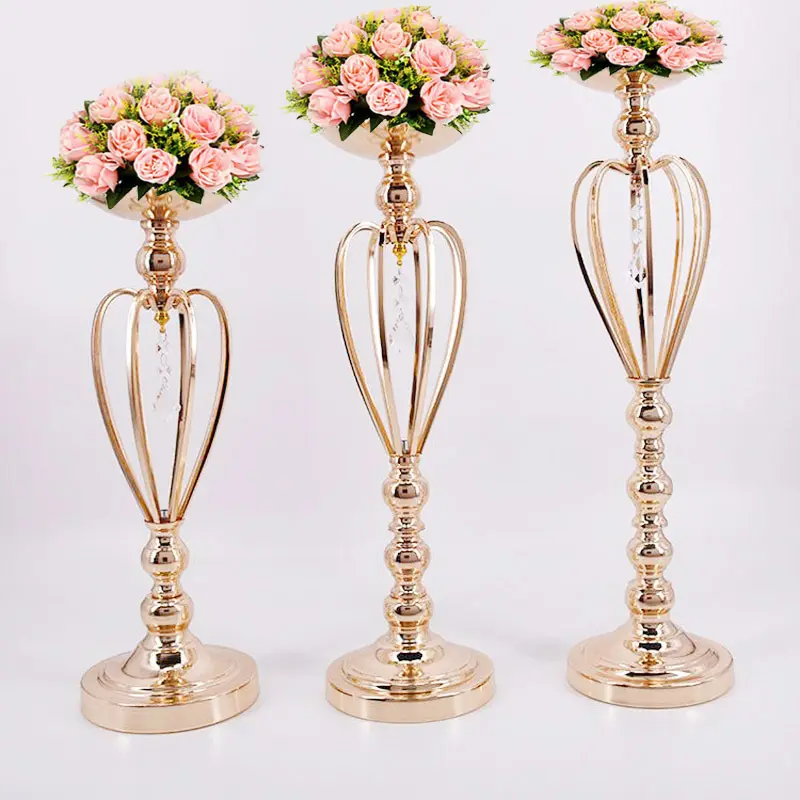 3 SIZE MetalゴールドWedding Table Centerpiece Event Road Lead結婚式の装飾の花スタンド目玉
