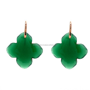 925 Sterling Silver Green <b>Onyx</b> Gemstone <b>Earrings</b> gold vermeil jewelry - Product Image 1