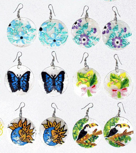 Peint à la main femmes boucles d'oreilles goutte peinture péruvienne dessin Art à la mode coloré bijoux cadeau - Product Image 1