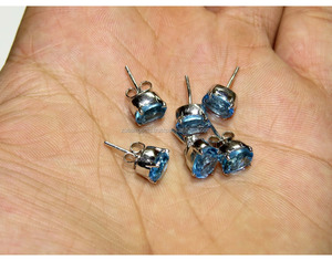 925 Sterling Silver <b>Earrings</b> with Natural <b>Blue</b> <b>Topaz</b> Classic Style Jewelry for Wedding Party or Gift - Product Image 2