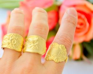 แหวนห่อสเตนเลสสไตล์ตุรกีปรับขนาดได้สำหรับบาร์สไตล์โบฮีเมียนแกะสลักแบบชาวทิเบตโบราณ - Product Image 2