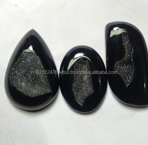 Piedra Preciosa Suelta de Ágata Druzy Negra Natural de la Mejor Calidad, Formas Mixtas, Estándar AAAAA, Modelo Rida Creations RC101, 4mm-25mm, Normal - Product Image 1