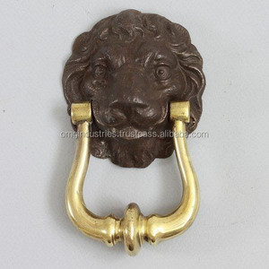 OMG INDUSTRIES-Heurtoir de porte en laiton massif à tête de lion, poignée rétro classique - Product Image 5