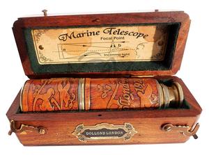 Telescopio náutico de latón de 16 pulgadas/tallado de cuero Spyglass de latón delimitado con telescopio de caja de madera dura - Product Image 6
