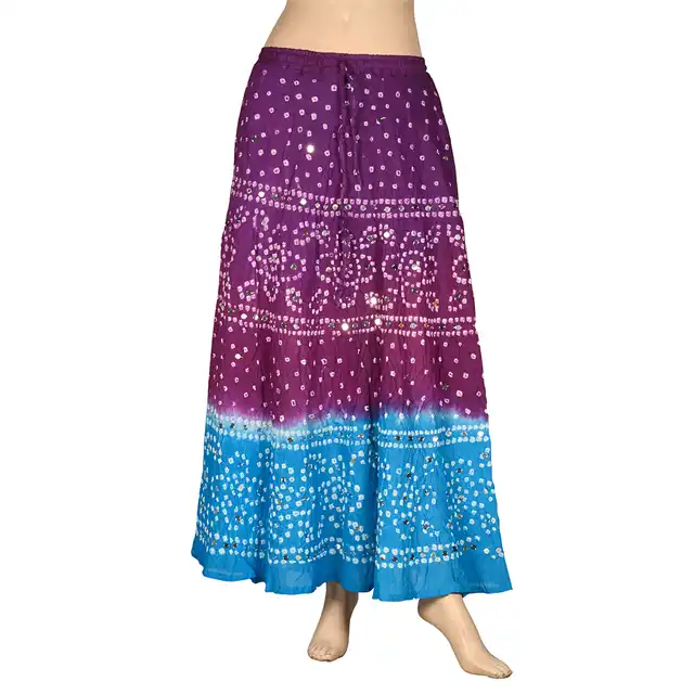 Free Size Long Bandhani Cotton Skirt With Mirror Work at Rs 500/piece in  Jaipur