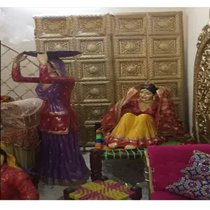 البنجابية التقليدية هافيلي Darwaja ، الملكي منحوتة زخارف اللوحات ، المصممة حديثا الألياف لوحة الباب