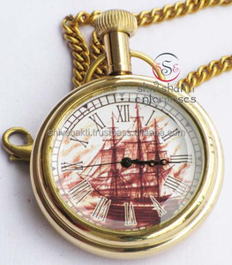 นาฬิกาพกสีทองเหลืองขัดเงาหน้าปัดนาฬิกาสไตล์ตั้งโต๊ะพร้อมหน้าปัดเรือตัวเลขโรมันนาฬิกาสไตล์กระเป๋านาฬิกาตั้งโต๊ะสำหรับบ้านและสำนักงาน - Product Image 6