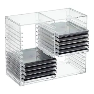 Nhà Máy Tùy Chỉnh Rõ Ràng Nhựa Tiêu Chuẩn Cd Jewel Trường Hợp Acrylic Dvd Lưu Trữ Organizer Cuốn Sách Cd Khe Cắm Chủ