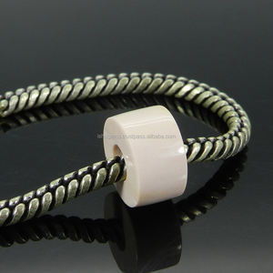 Perles de pneu lisses en opale rose naturelle 14x8x5mm perles de pierres précieuses européennes à grand trou pour bracelets IG0107 - Product Image 2