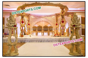 Mandap DE BODA DE DOBLE poste tradicional, Mandap de madera de ceremonia de boda india, Mandap de boda de madera blanca elegante, venta de Australia - Product Image 3