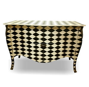 Meubles d'Indonésie - Buffet de style français Bombay avec motif diagonal en couleur - Product Image 1