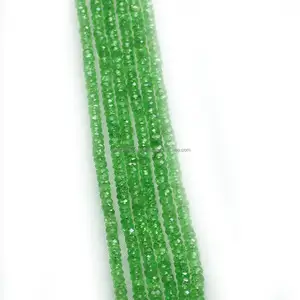 Piedras preciosas de piedra natural de 2mm facetadas pequeñas cuentas redondas de peridoto verde para la fabricación de joyas piedras curativas certificadas por terceros - Product Image 1