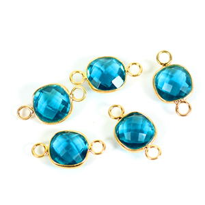 Pierre Hydro topaze bleue de londres, coussin de 10 MM, bijoux à la mode, connecteur de lunette, Double boucle de Bail - Product Image 3