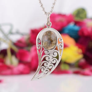 จี้ดีเงินแท้925ทำด้วยมือสำหรับเด็กผู้หญิงอัญมณีลาบราดอไรต์ธรรมชาติสำหรับงานเลี้ยง - Product Image 2