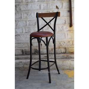 Chaise de Bar longue en cuir, métal, style industriel, Vintage - Product Image 1