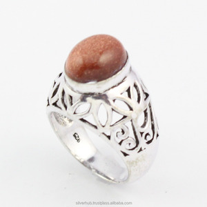 Bague en pierre précieuse d'onyx vert naturel de forme ronde faite à la main 925 argent Sterling massif marron pierre précieuse cadeau de fête des mères pour les femmes - Product Image 3