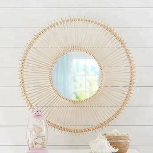 Base Ronde En Rotin/Bambou Miroir - Product Image 1