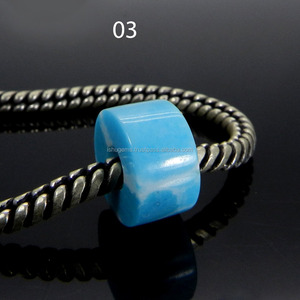 Larimar Sintético 14x8x5mm, Forma de Neumático Liso, Piedra Preciosa con Orificio Grande para Pulsera - IG0135 - Product Image 3