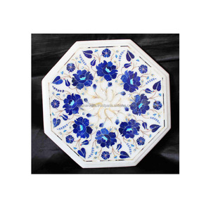 Plateaux de table en marbre blanc incrusté - Product Image 1