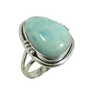 Wholesale Price Larimar Finger Ring 925 Sterling Silver Jewelry Rings Handmade Silver Jewelry Suppliers Men & Women Anniversary