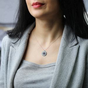 Colgante de forma redonda con diseño de ojo de moda, turco, hecho a mano, joyería de plata de ley 925 - Product Image 2