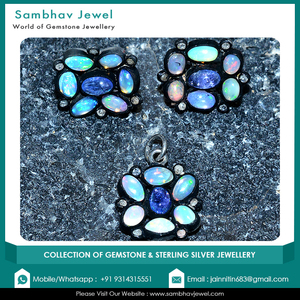 Premium Women Girls' 925 Sterling Silver Gold Plated Natural <b>Opal</b> Gemstone Pendant <b>Earrings</b> Set Fashionable Jewelry Main Pearl - Product Image 2