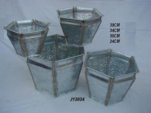 Ensemble de cinq pots de fleurs en tôle galvanisée de haute qualité pour la décoration de jardin et de maison pour les plantes - Product Image 2