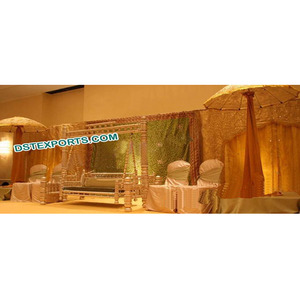 Mehandi-Conjunto de escenario de boda musulmana, escenario de Sangeet DE BODA paquistaní con columpio dorado, decoración asiática para escenario - Product Image 1