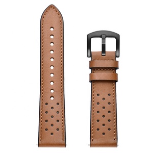 20mm 22mm Trous bruns noirs Bracelet de montre en cuir véritable pour Samsung <span class=keywords><strong>Galaxy</strong></span> <span class=keywords><strong>Watch</strong></span> <span class=keywords><strong>42mm</strong></span> 46mm - Product Image 1