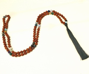 Collier Mala de perles de prière bouddhiste Rudraksha 108, pierres de cristal de guérison, pierres naturelles, offre spéciale - Product Image 5