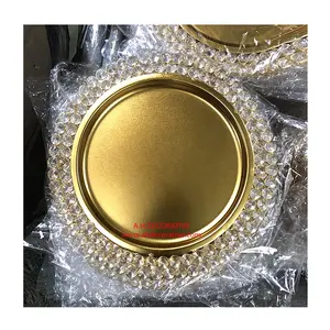 Gold Charger Plate With Crystal Border