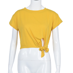 เสื้อยืดแขนสั้นทรงหลวมสำหรับผู้หญิงแฟชั่นเสื้อยืดเสื้อเอวลอยลำลอง - Product Image 6