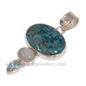 Pendentif en argent 925, pierres multiples, belle Look - Product Image 1