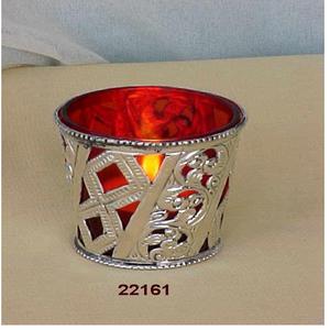 Support votif de photophore argenté en verre rouge décoratif pour l'anniversaire et le mariage de Diwali - Product Image 2