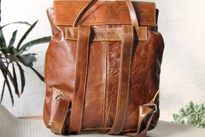 Leather Backpack Handmade Brown Vintage Bags Unisex - Product Image 4