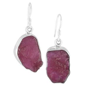 Dernier Naturel Pierres Précieuses Rubis Argent Boucles D'oreilles Femmes Bijoux - Product Image 3