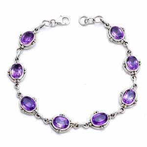 Pulsera de piedras preciosas de amatista de Plata de Ley 925 al por mayor hecha a mano de joyería en línea - Product Image 4