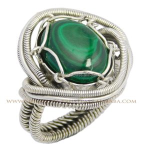 Eminent Real Malachite Gemstone Eternity Vermeil Ring Handmade 925 Sterling Silver Jewelry Exportateur & Fournisseur - Product Image 2