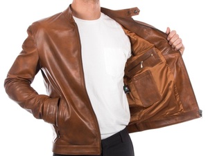Veste de moto de style motard classique en cuir d'agneau véritable souple vêtements de sport imperméables veste en cuir véritable à la mode - Product Image 5