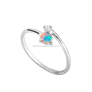 คุณภาพสูง 14K Rose Gold เพชรธรรมชาติและหินโอปอลแหวนหมั้นขายส่งเครื่องประดับอัญมณี - Product Image 2