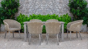 Mimbre de polietileno de diseño Simple, juego de 6 sillas de comedor para exteriores, jardín, Patio, muebles de mimbre - Product Image 2