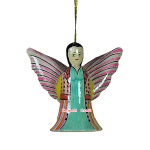 Paper mache hand painted Christmas angel tree ornament decoration