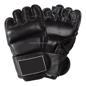 Gants de MMA pour grappling et sparring, demi-doigts pré-courbés, sangle de poignet réglable, paume ventilée, cuir, hommes et femmes - Product Image 1