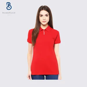 Premium Polyester Baumwolle Golf Polo Shirt Damen Shirt Classic Damen 3 Button Red Farbe Großhandel Dry Fir Polo Shirt