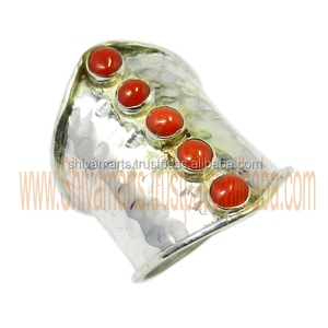 Anillo de piedras preciosas de Coral Natural hermoso de Plata de Ley 925, chapado en rodio con ajuste de bisel, anillos Vermeil de eternidad para boda, regalo - Product Image 3