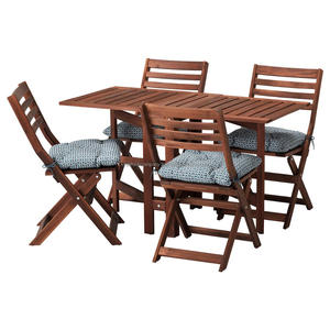 ชุดเก้าอี้รับประทานอาหารไม้กลางแจ้งพับเก็บได้6ชิ้นสำหรับลานบ้านและสวน - Product Image 1