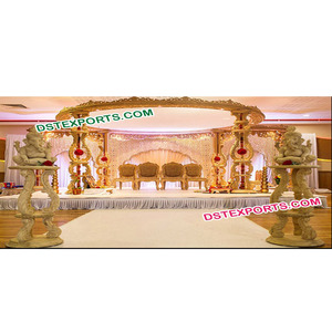 Mandap de madera tallada a mano, último diseño, para boda, con estatua de Ganesha, fabricante indio de Mandap de boda - Product Image 1
