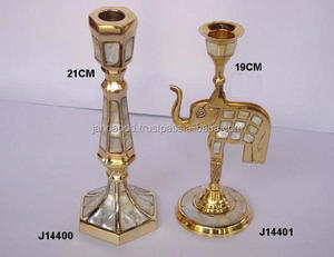 Mother of Pearl Mosaic Brass <b>Candle</b> <b>Holder</b> <b>Mirror</b> Polish Home Decor Metal Stand for Christmas Weddings Box Packed - Product Image 3