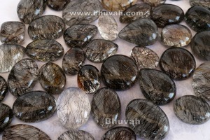 Cabujón de Piedra Preciosa de Cuarzo Rutilado Negro de Sri Lanka - Product Image 3